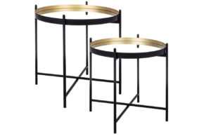 Set dvou černých kovových konferenčních stolků Bizzotto Nuclean 53/59 cm
