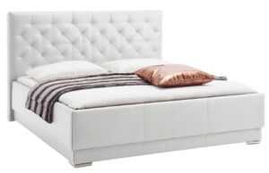 Bílá koženková dvoulůžková postel Meise Möbel Pisa 180 x 200 cm