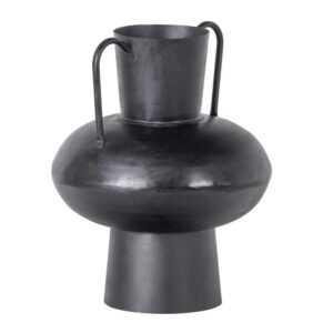 Hoorns Černá kovová váza Jankin 30 cm