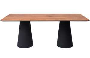 Hnědý dubový jídelní stůl Marco Barotti 180 x 90 cm s matnou černou podnoží