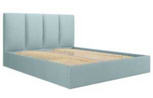 Světle modrá látková dvoulůžková postel MICADONI Pyla 180 x 200 cm s úložným prostorem