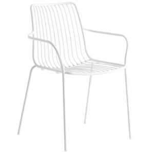 Pedrali Bílá kovová zahradní židle Nolita 3656 s područkami