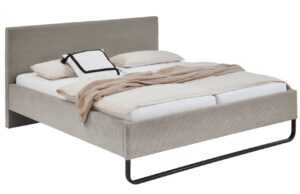 Šedo hnědá manšestrová dvoulůžková postel Meise Möbel Swing 180 x 200 cm