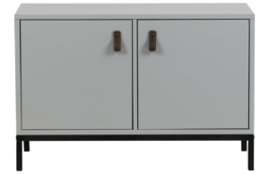 Hoorns Cementově šedá dřevěná skříň Inara M 81 x 35 cm s kovovou podnoží
