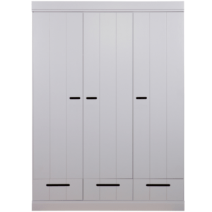Hoorns Cementově šedá dřevěná šatní skříň Ernie 195 x 140 cm