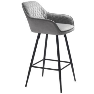 Šedá sametová barová židle Unique Furniture Milton 67 cm