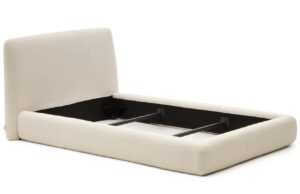 Béžová čalouněná jednolůžková postel Kave Home Martina 90 x 200 cm