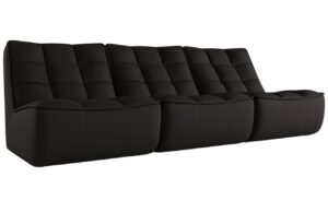 Maison Heritage Černá kožená pohovka Moni 249 cm