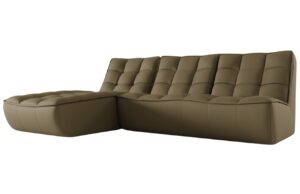 Maison Heritage Olivově zelená kožená rohová pohovka Moni 246 cm