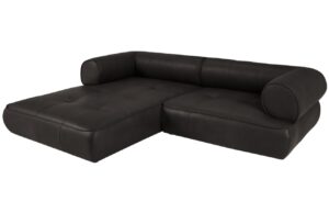 Maison Heritage Černá kožená rohová pohovka Lily 261 cm