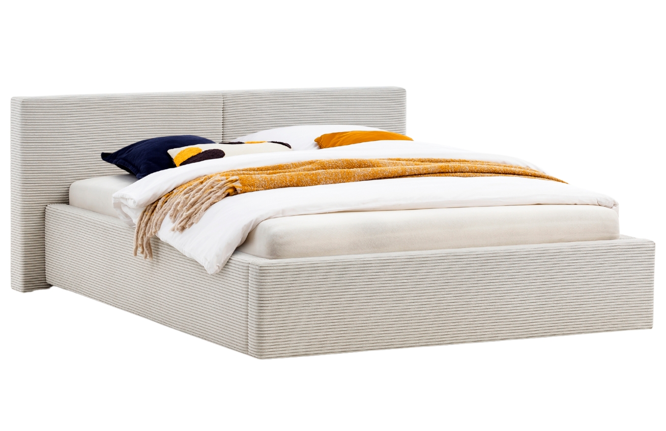 Meise Möbel Manšestrová postel Cube 140 x 200 cm s úložným prostorem