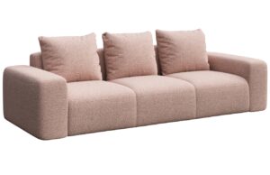 Rodier Růžová bouclé trojmístná pohovka Monce 287 cm