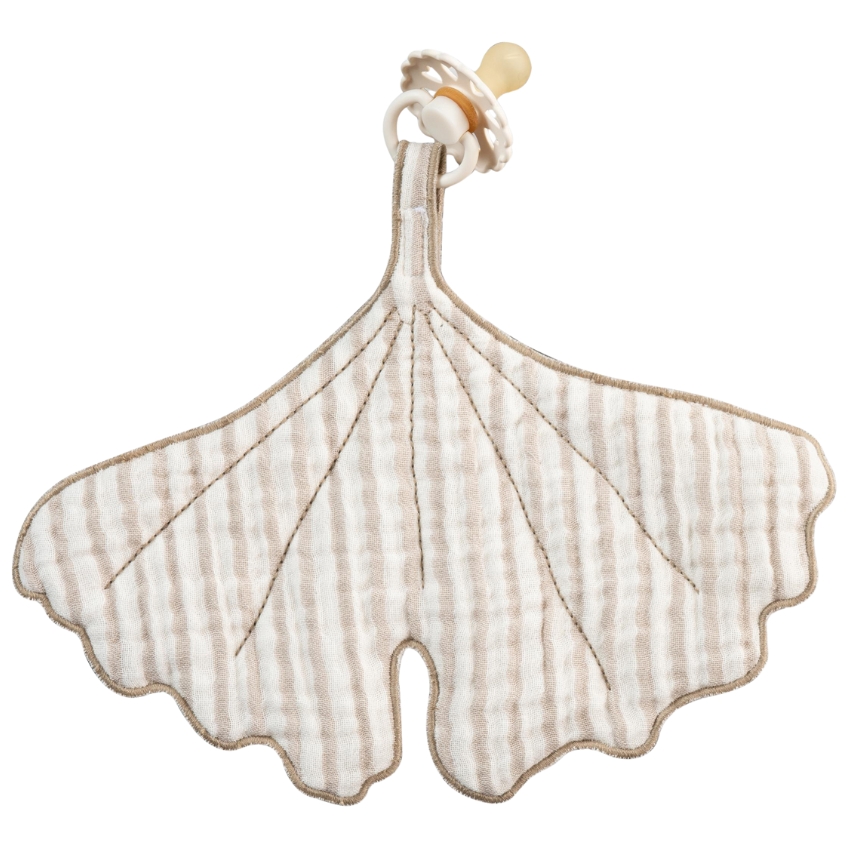 Bílo-béžový bavlněný muchláček s poutkem na dudlík Quax Natural