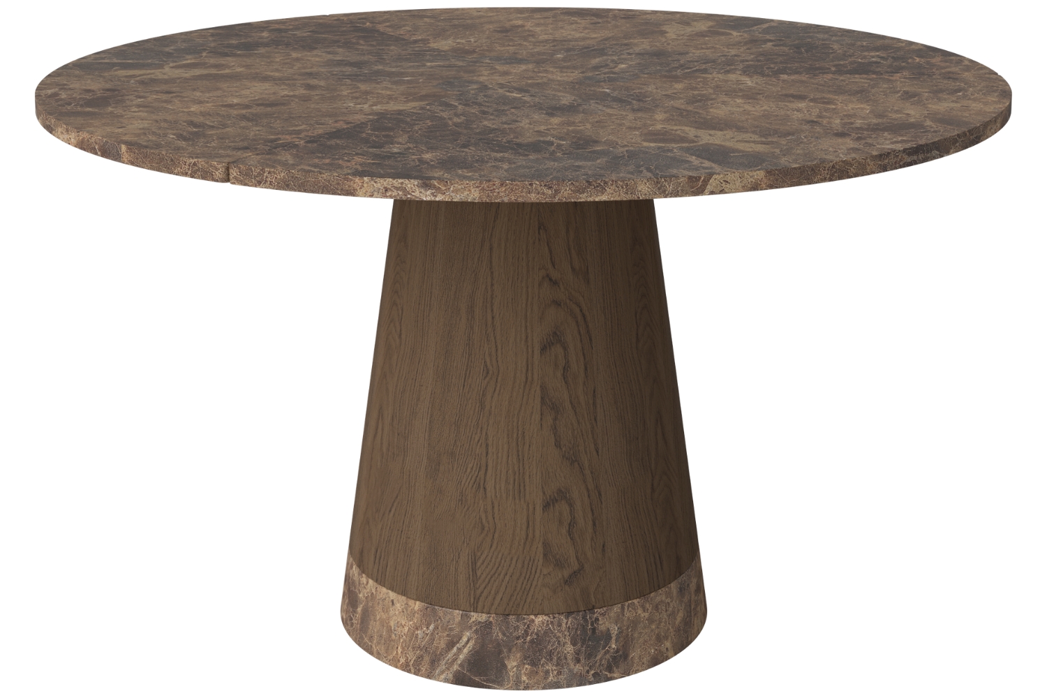 Bolia Hnědý mramorový jídelní stůl Piro 125 cm s tmavou dubovou podnoží