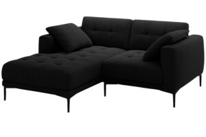Micadoni Černá sametová rohová pohovka Bemy 205 cm