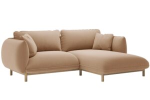 Micadoni Béžová sametová rohová pohovka Ada 214 cm